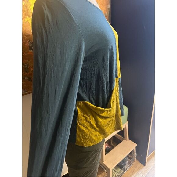 Chalet et ceci Lagenlook Colorblocked Bamboo Blend Green Tunic L - Picture 4 of 9